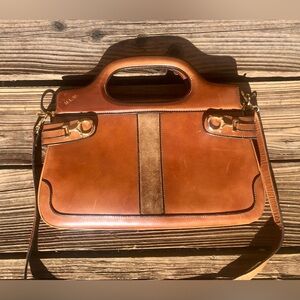 Vintage 70s/80s Expandable Leather Satchel Purse – Brown Suede & Gold Hardware